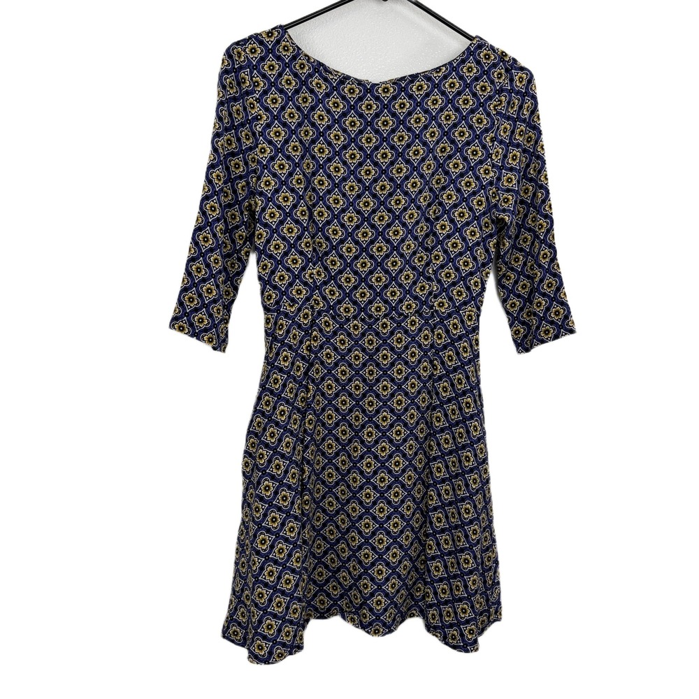 Suno Dress Womens 4 Blue Yellow Floral Print Pleated Fit Flare Silk Blend Pocket